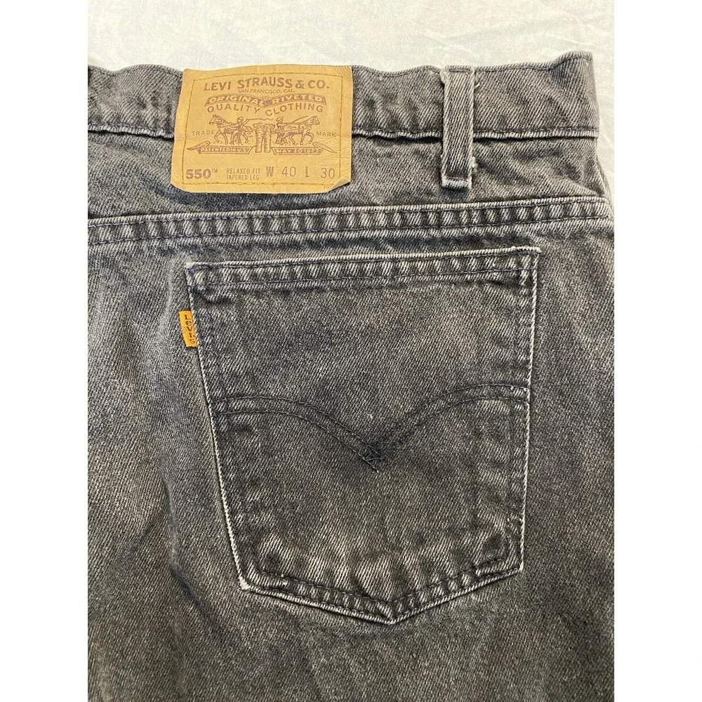 Levi's 550 Relaxed Fit Jeans Men's 40x30 Black Gray Tapered Leg Denim